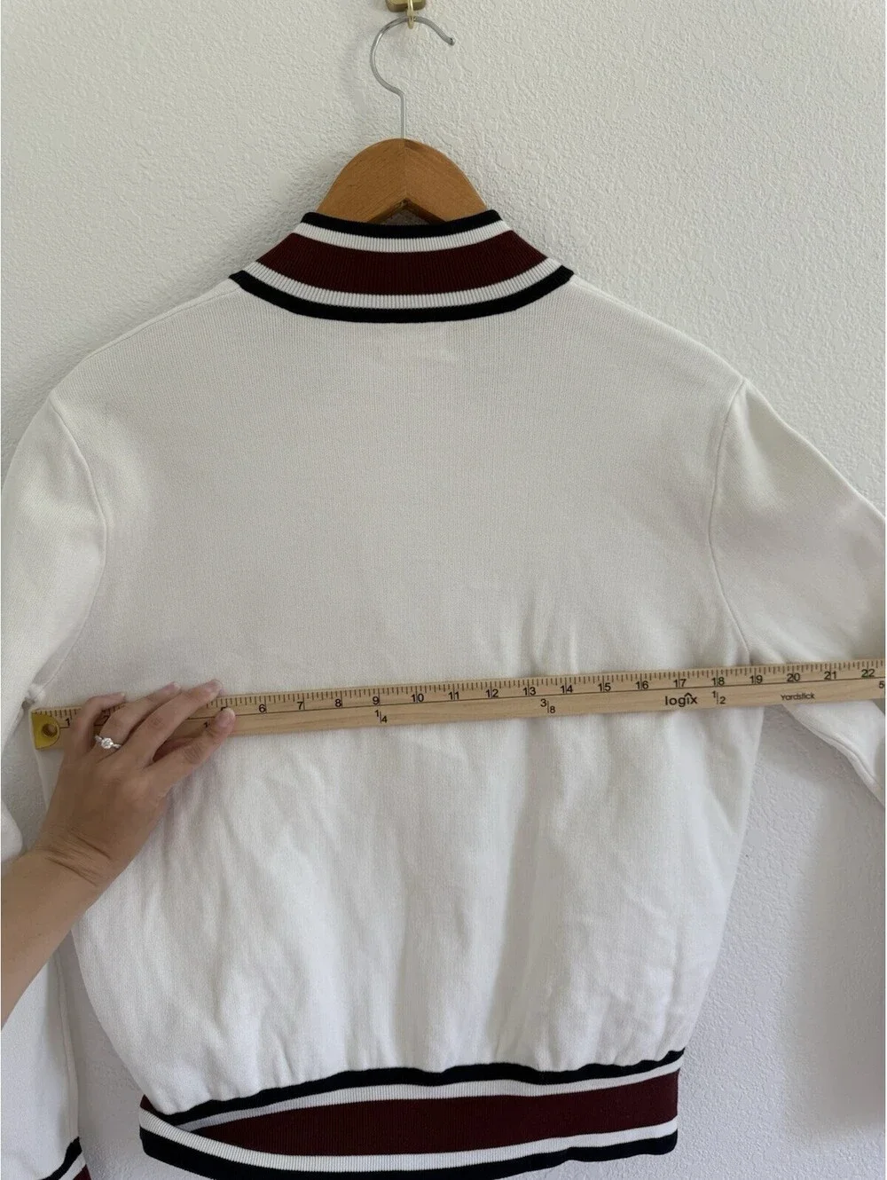 Tory Burch Tech Knit Snow White Sporty Full Zip Tennis Jacket Women’s Sz Medium